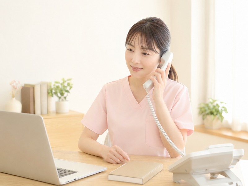 スタッフが電話対応をしている様子