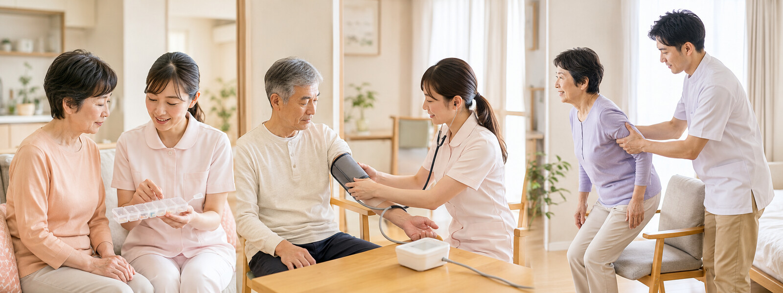 服薬管理・健康観察・在宅リハビリの様子