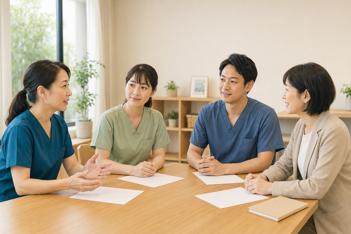 スタッフが集合してミーティングをしている様子